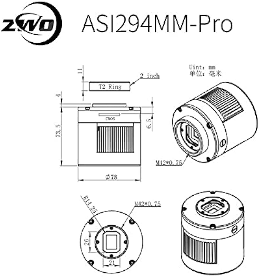 Amazon.com : ZWO ASI294MM-Pro 11.7 Megapixel USB3.0 Monochrome