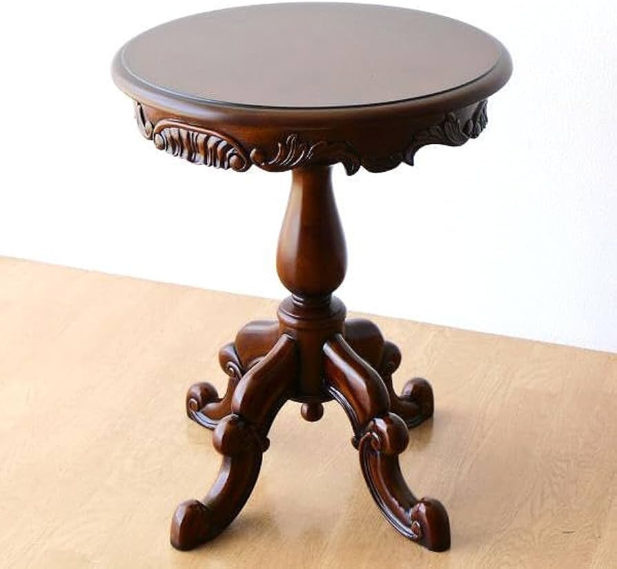 Amazon｜サイドテーブル 丸 木製 アンティーク おしゃれ 天然木 無垢材