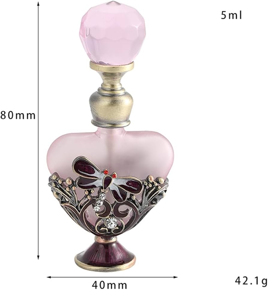 ☆P0201☆欧州 ウランガラス12面カット蓋付香水瓶化粧水ボトル