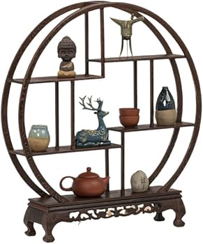 Amazon｜珍品棚 香炉台 瓶台 花台 盆栽台 木製 丸型 大 中国茶器