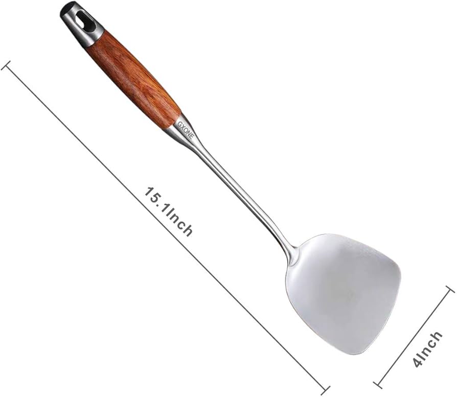 Amazon | 中華鍋スパチュラ、304ステンレススチールヘラ、耐熱木製