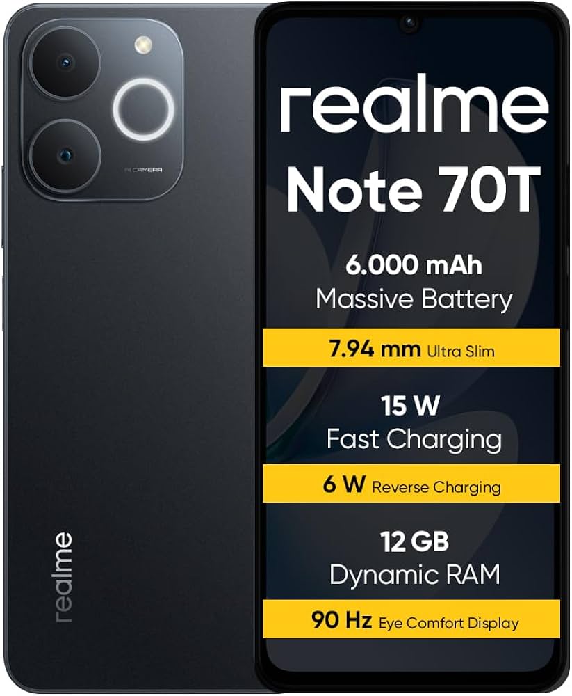 realme Note 70T Smartphone 4+256 GB, 6000 mAh Akku, 15 W