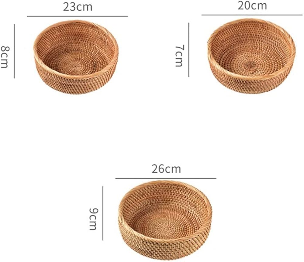 Amazon｜編み込み収納バスケット 手編みの丸型籐バスケット(20*7cm