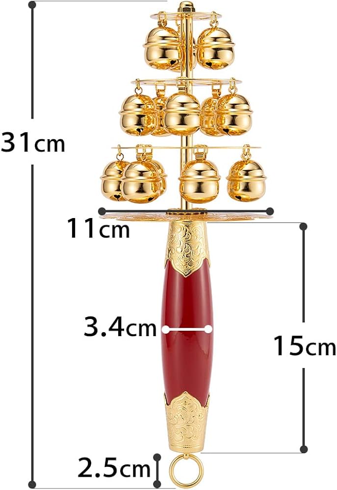 Amazon.co.jp: 仏壇屋 滝田商店 神楽鈴 本金メッキ 十字型 全長31cm×巾