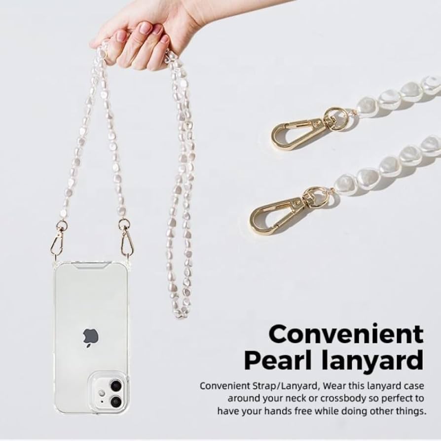Amazon.com: YUMESS Luxury Crossbody Pearl Chain Strap Lanyard Cord