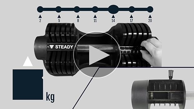 Amazon | STEADY 可変式ダンベル 20kg 単品【2kg～20kg 7段階調節 / 1
