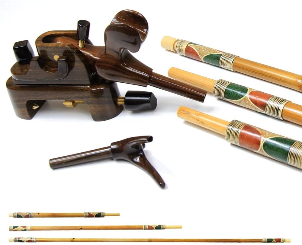 短竿用竹製竿掛け+カリン弓万力セット 短竿用竹製竿掛け+カリン弓万力