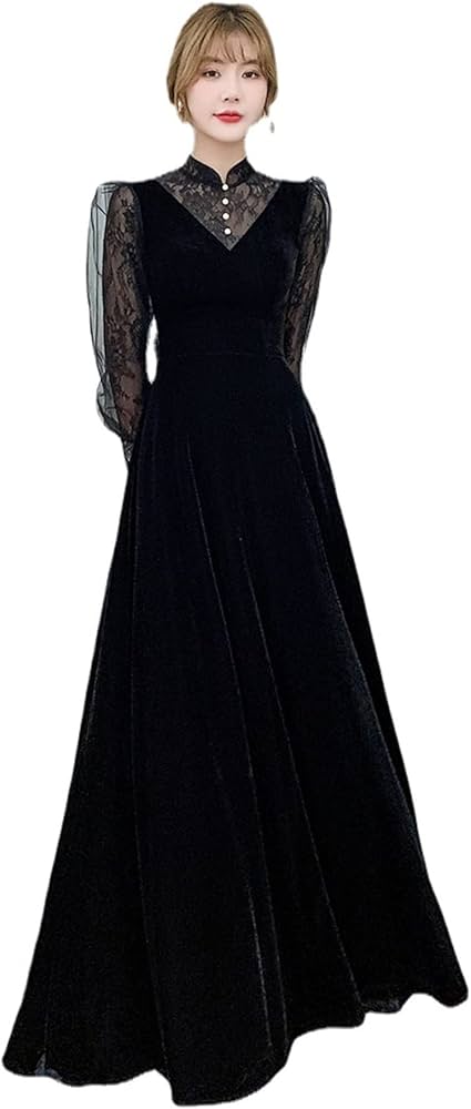 Amazon.co.jp: パーティードレス 袖あり 結婚式 お呼ばれ シースルー袖