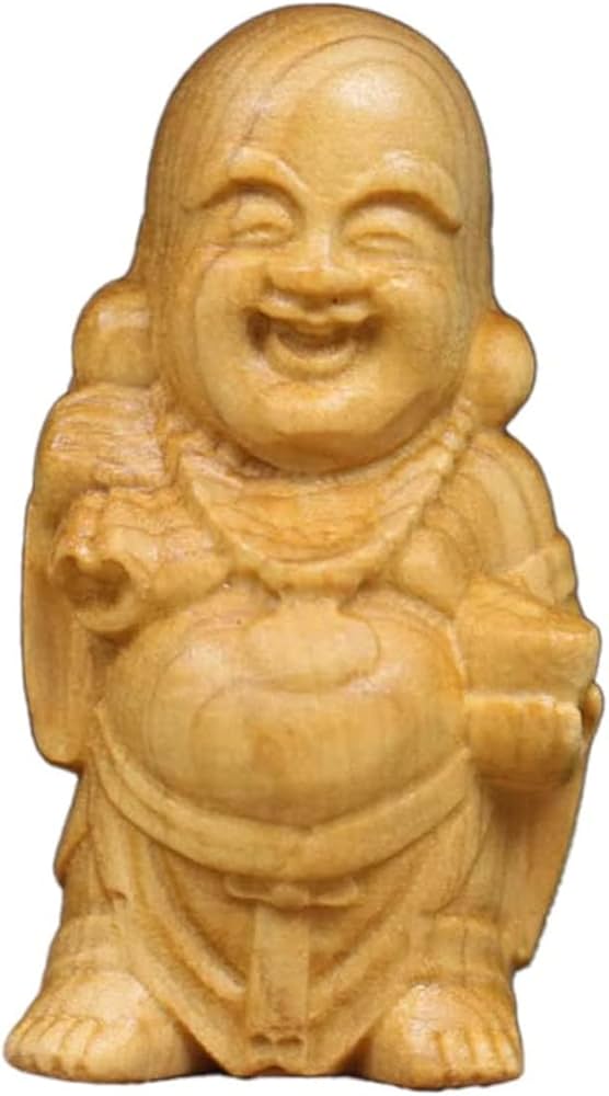 Amazon｜布袋様 仏像 木彫り 七福神 布袋さん 置き物 木製 ミニ 弥勒