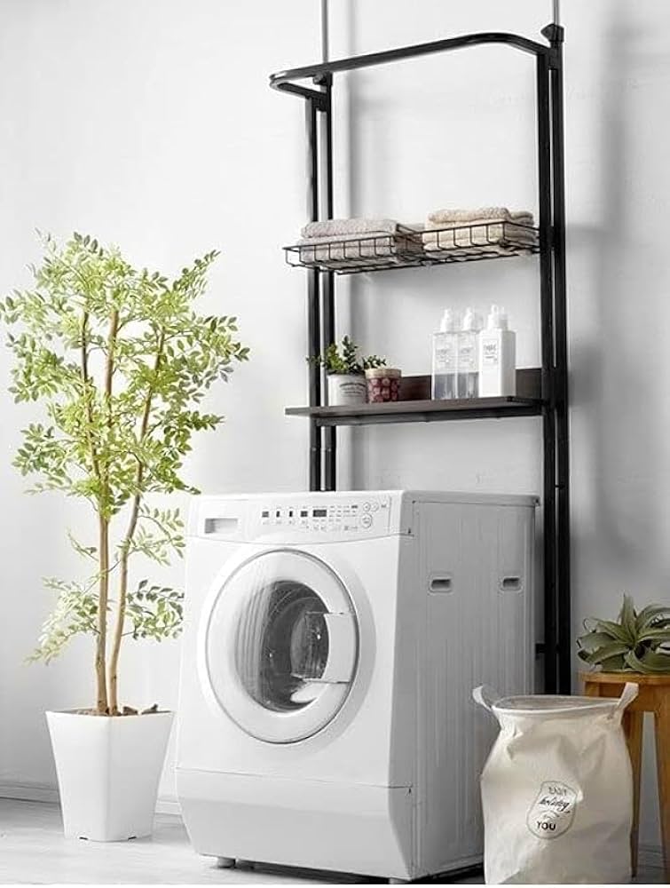 Amazon｜ランドリーラック 突っ張り 洗濯機ラック 洗濯機上 縦型