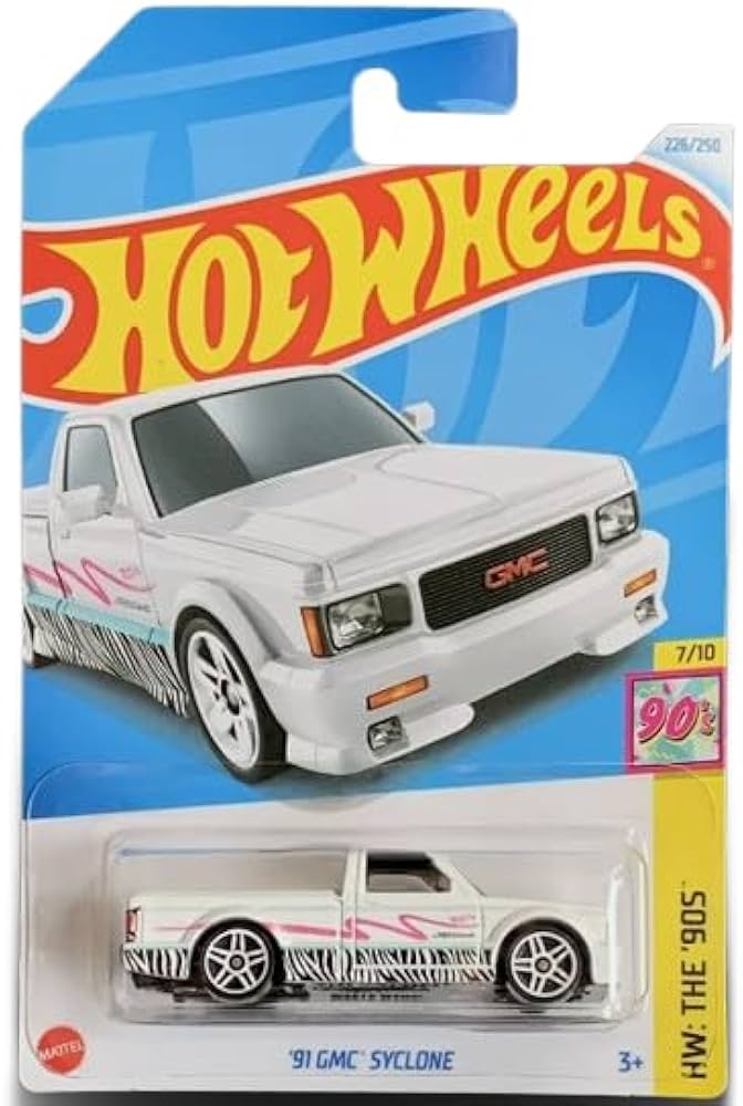 Amazon.com: Hot Wheels 91 GMC Syclone (White), The '90s 7/10, 1:64