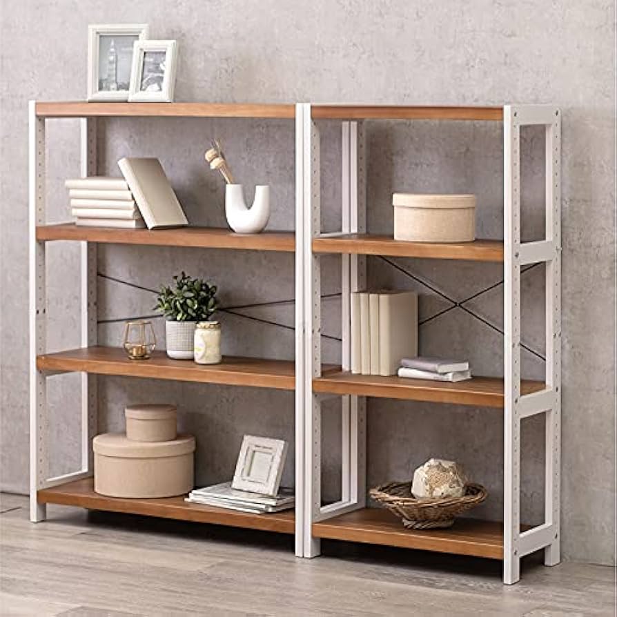 Amazon｜SEMIHG オープンシェルフ 4段 幅90cm 奥行30cm (ホワイト