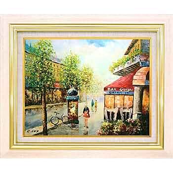 絵画 インテリア 絵 額付き(黒）油絵 uF6-062403 風景 絵画 インテリア