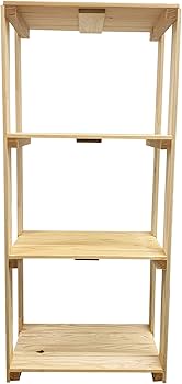 Amazon｜天然 木製 ラック 【 4段 43×96×27cm】 棚 ナチュラル