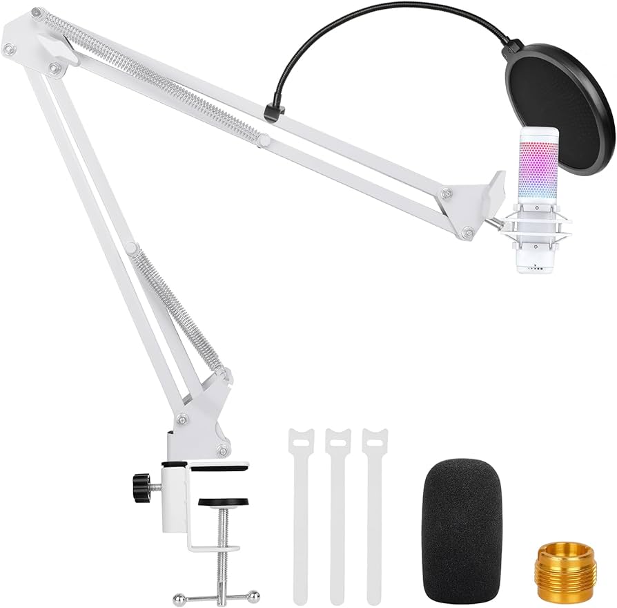 Amazon.com: White Boom Arm for Hyperx Quadcast S, Adjustable