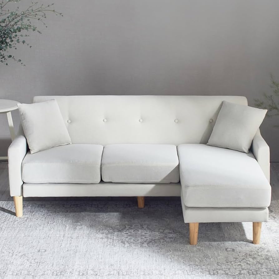 Amazon｜アイリスプラザ カウチソファ ローソファ アイボリー 幅166