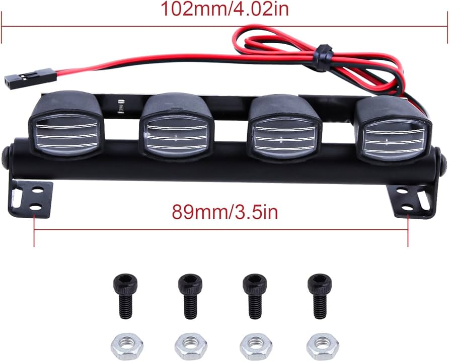 Amazon.com: HobbyPark RC Car Light Bar Kit 4 LEDs Body Shell Roof