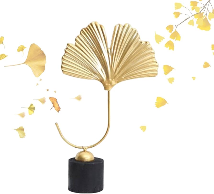 Amazon.co.jp: 金のイチョウの葉の彫刻の装飾 芸術的な金の銀杏の葉の