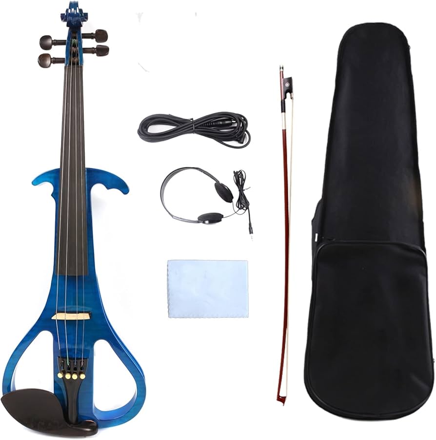 モンジエ】 V10 バイオリン本体と弓、ケース付き 青色(写真3.4