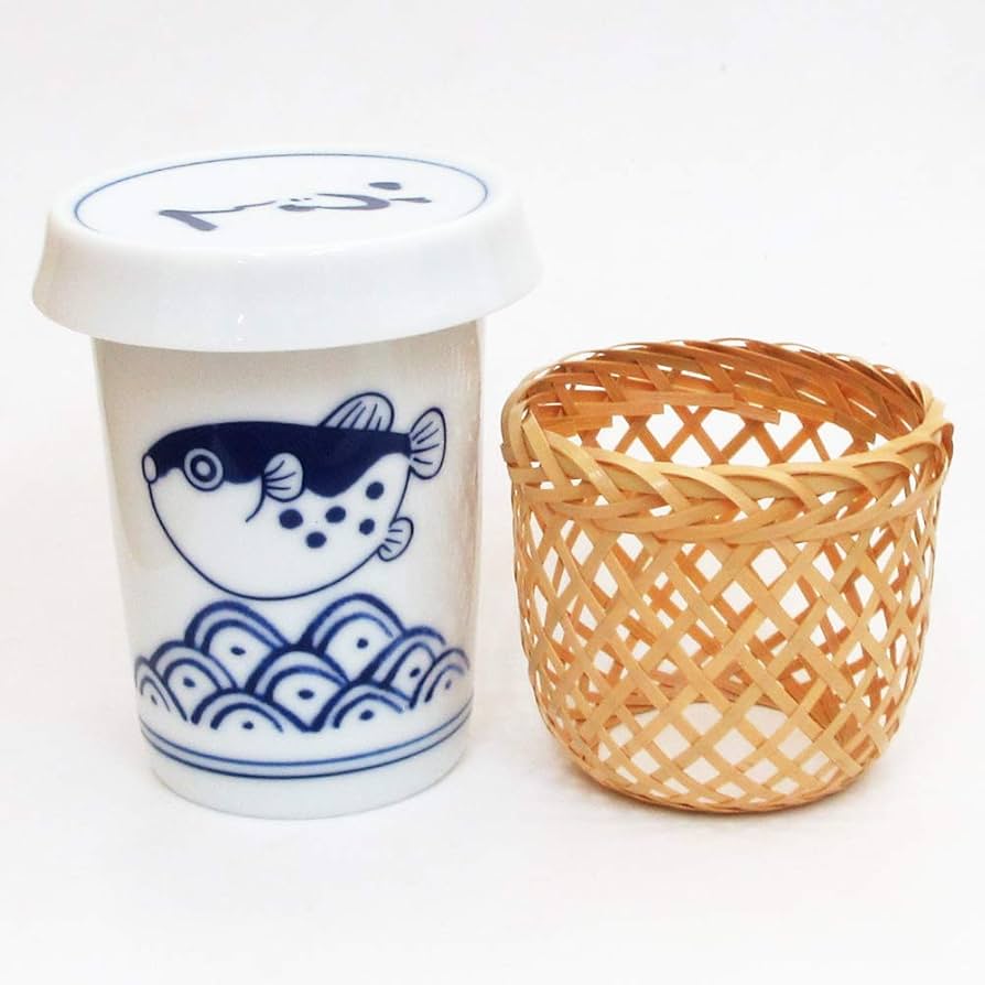 Amazon.co.jp: ひれ酒カップ 竹製ハカマ付き 180cc 波ふぐ ヒレ酒 美濃