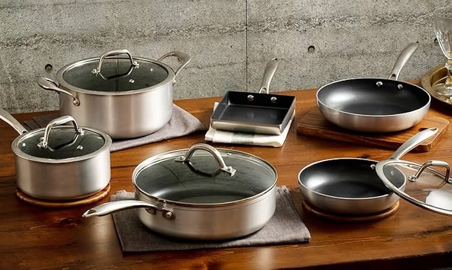 Amazon.co.jp: フライパン セット 深型 10点 ガス 鍋 片手鍋 両手鍋