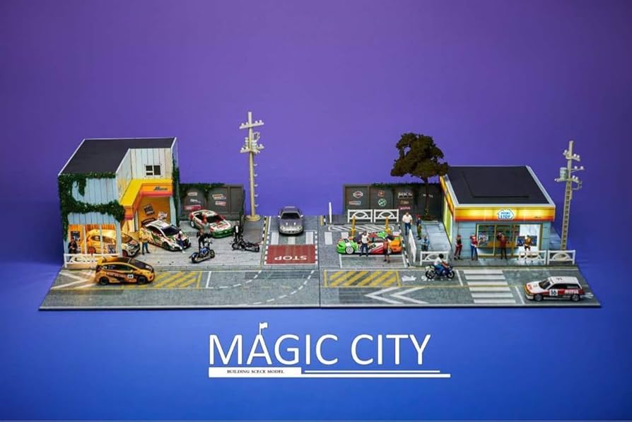 Amazon | 1/64 Magic City ジオラマ ミニカーJS修理場 ミニストップ