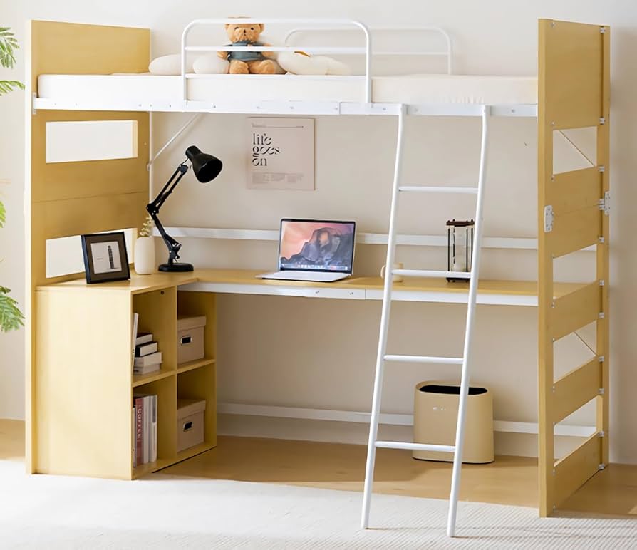 Amazon｜Kennkari ロフトベッド デスク付き パイプベッド 机付き 大人