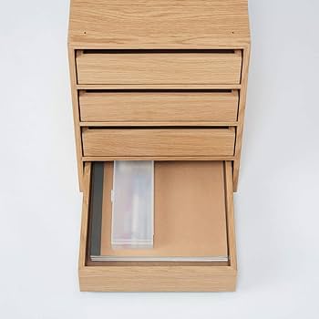 Amazon｜無印良品 木製収納ケース・引出式・4段・オーク材 約幅26×奥行