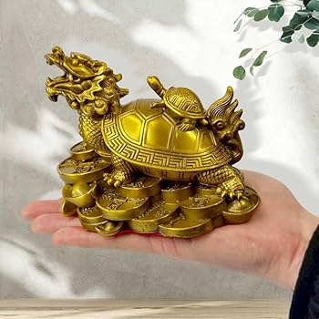 Amazon.co.jp: [AiO JAPAN] 風水 龍亀 ロングイ 置物 銅 ブロンズ