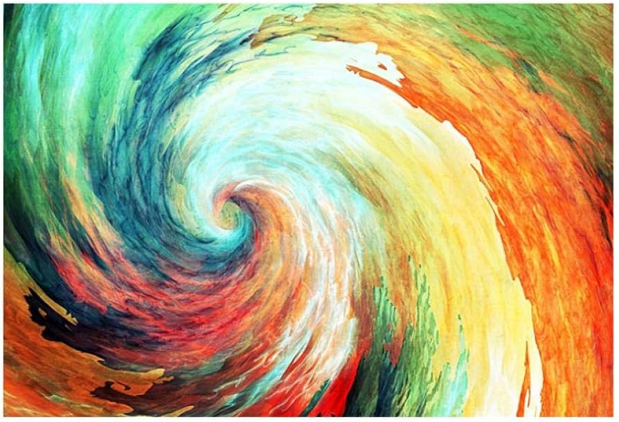 Amazon.co.jp: Xykshiyyキャンバス絵画現代抽象津波渦巻き壁アート