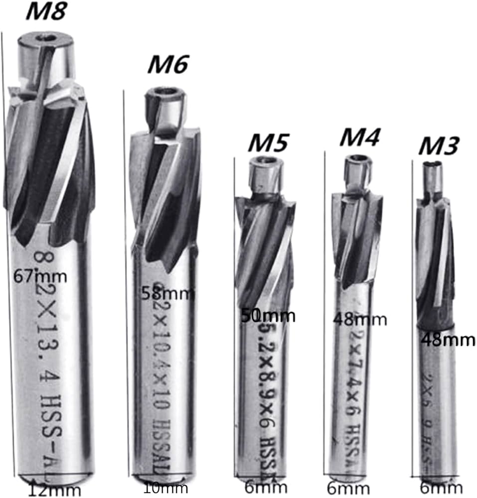 Amazon.co.jp: ざぐりエンドミル 5個 M3 M4 M5 M6 M8 H.S.S.