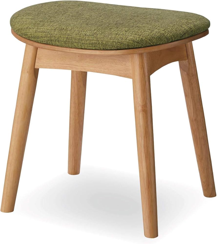 Amazon｜[ベルメゾン] スツール 木製 ファブリック座面 椅子 グリーン