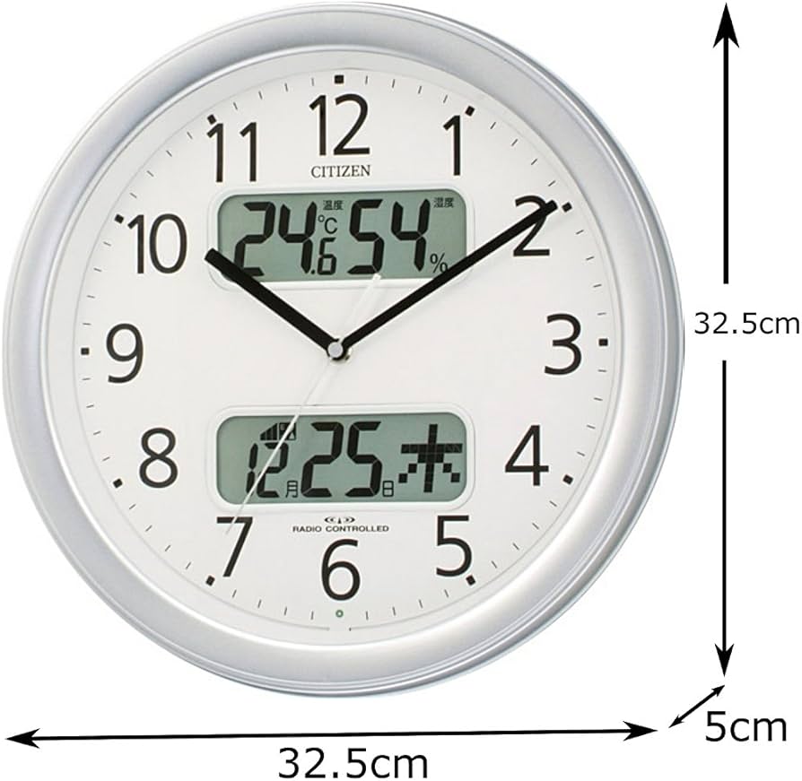 Amazon.co.jp: CITIZEN シチズン 掛け時計 電波時計 温度・湿度計付き