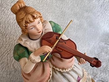Amazon.co.jp: 陶器製 からくり西洋人形 オルゴール付き バイオリン