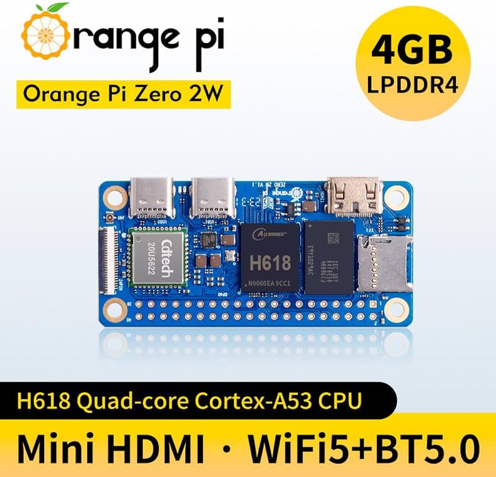 Orange Pi Zero 2W 4GB LPDDR4 Allwinner H618 Quad-Core 64 Bit