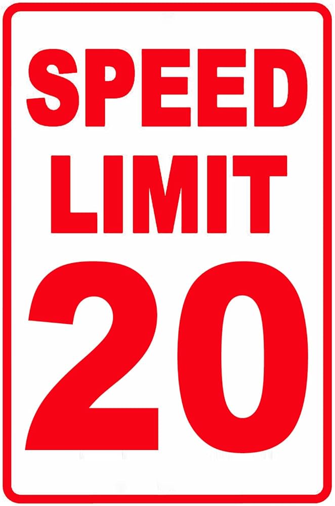 Speed Limit 20 MPH Sign, Slow Down Sign, Traffic Signs,12 x 8
