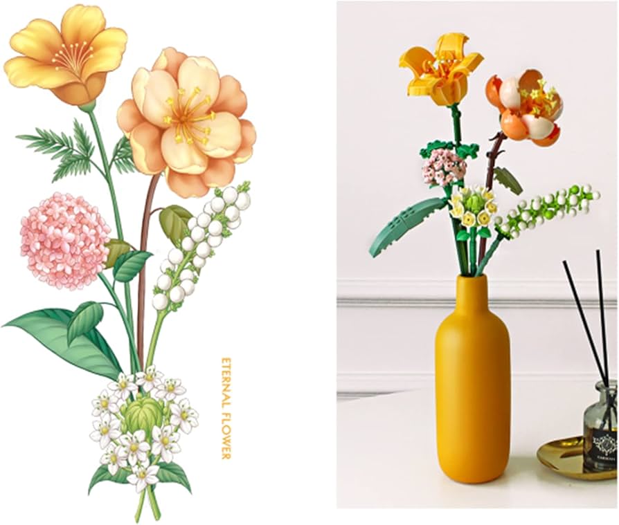 Amazon.com: MEIEST Mini Building Blocks Flower Bouquet Plant Model