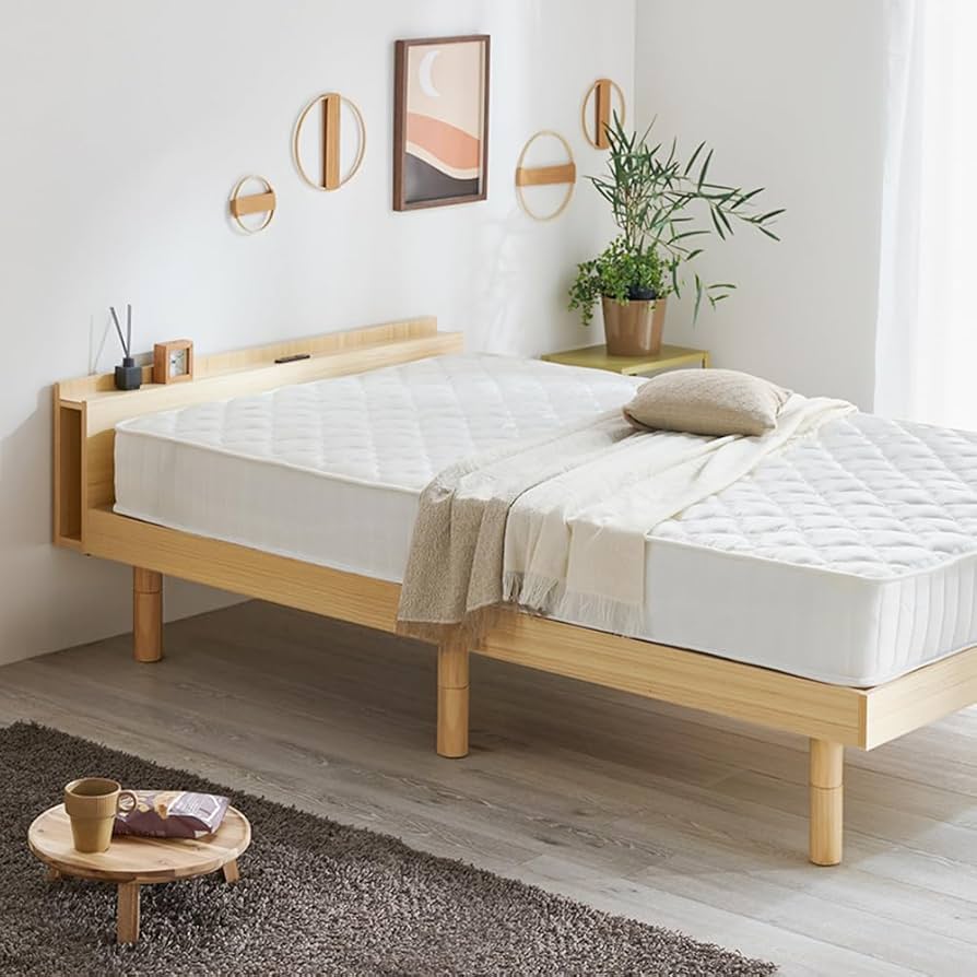 Amazon｜アイリスプラザ ベッド ベッドフレーム 棚付き 2口コンセント