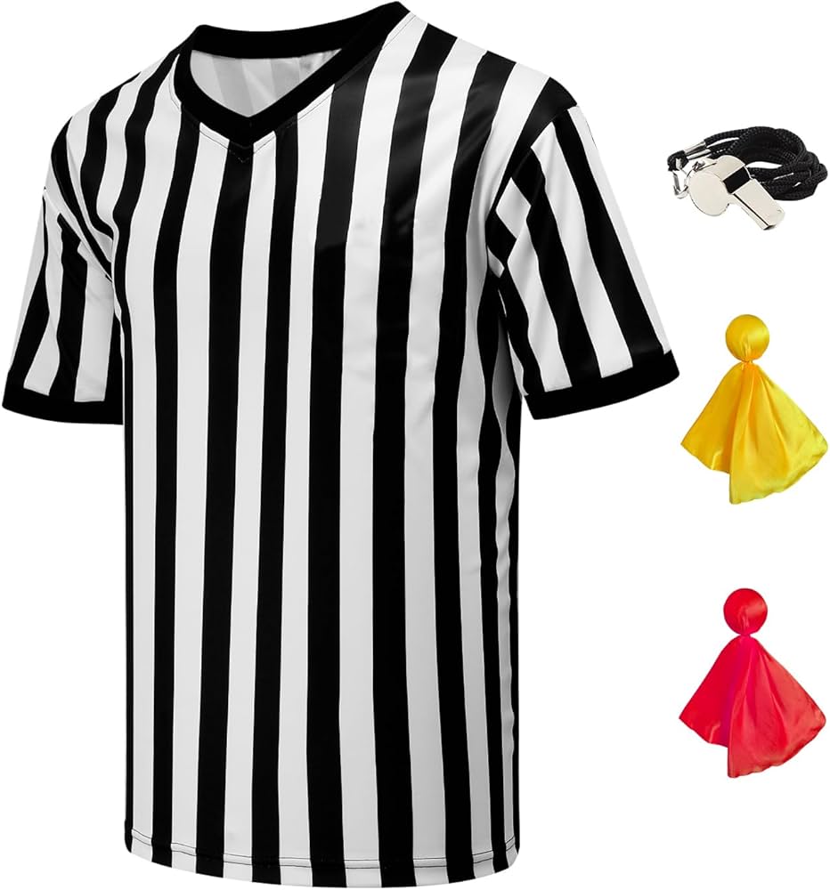 Amazon.com: 4Pcs Referee Shirt Men Ref Jersey V-Neck Black and