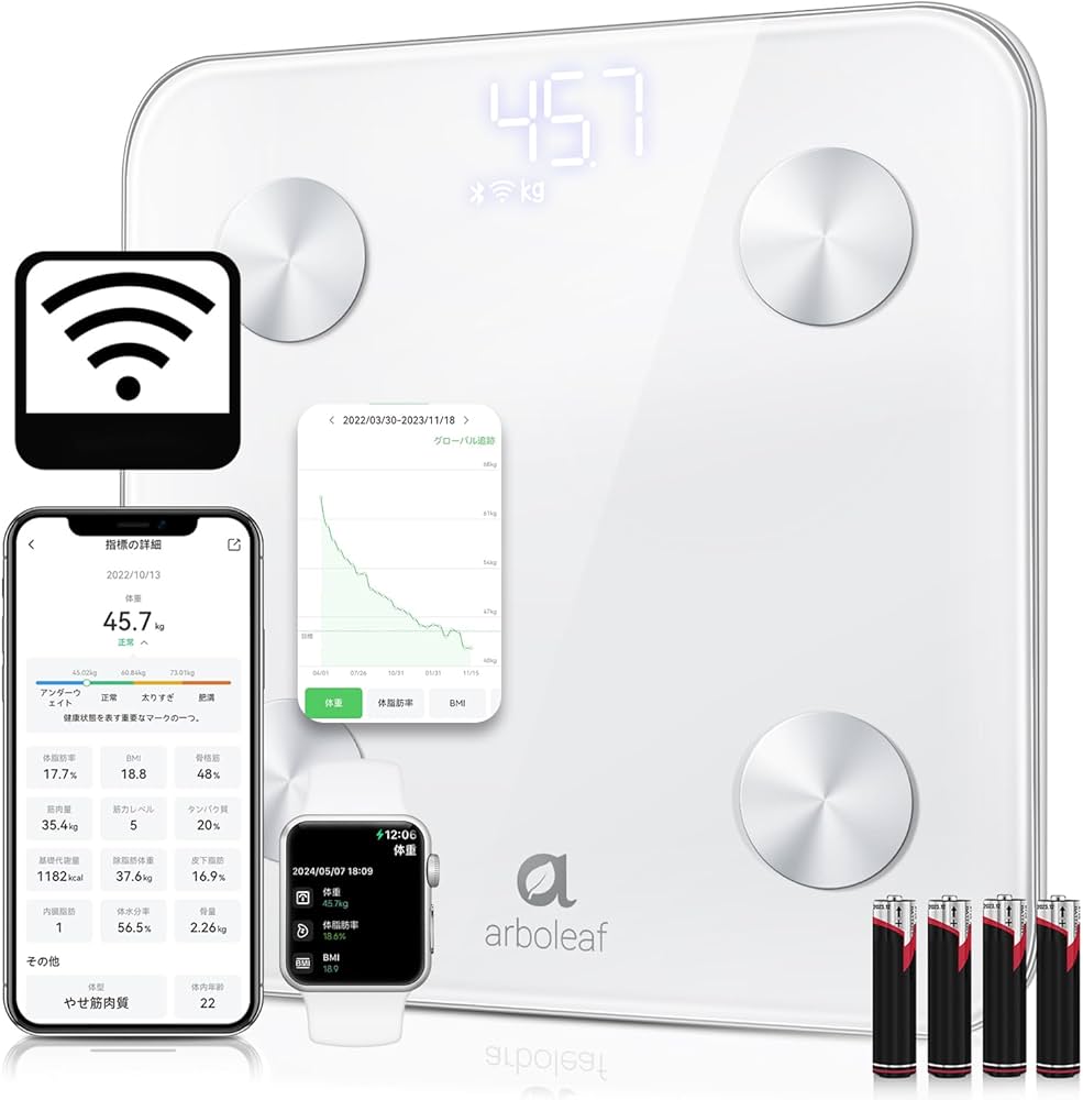 Amazon.co.jp: arboleaf 体重計 スマホ連動 14項目 体組成計・体脂肪計