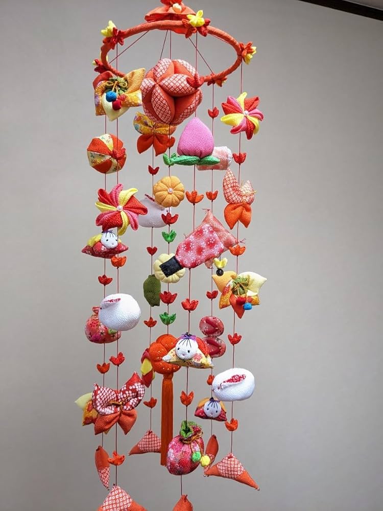 Amazon | 吊るし雛 吊るし飾り ひな祭り ちりめん オレンジ色吊るし雛