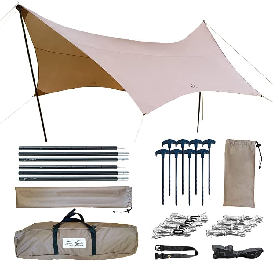 Amazon | Viaggio+ ヘキサタープ ポール付き 耐水圧5000mm 4.2mx4