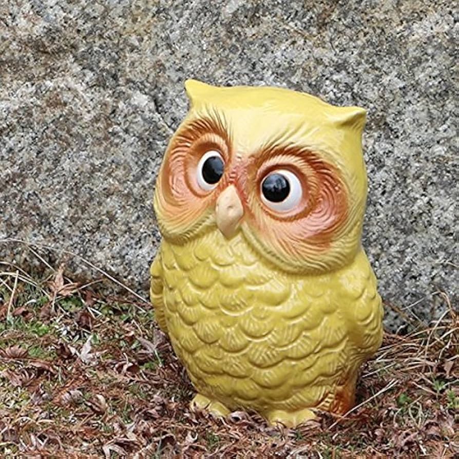 Amazon.co.jp: 信楽焼 黄色ふくろう（大）【fu-0098】 ふくろう 梟