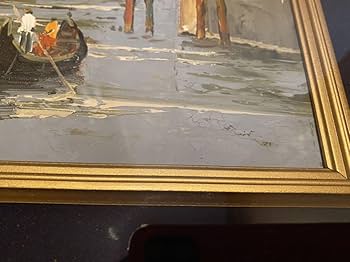 Amazon.co.jp: 黒沢久「ベニスゴンドラ」外国の風景日本画家油絵絵画