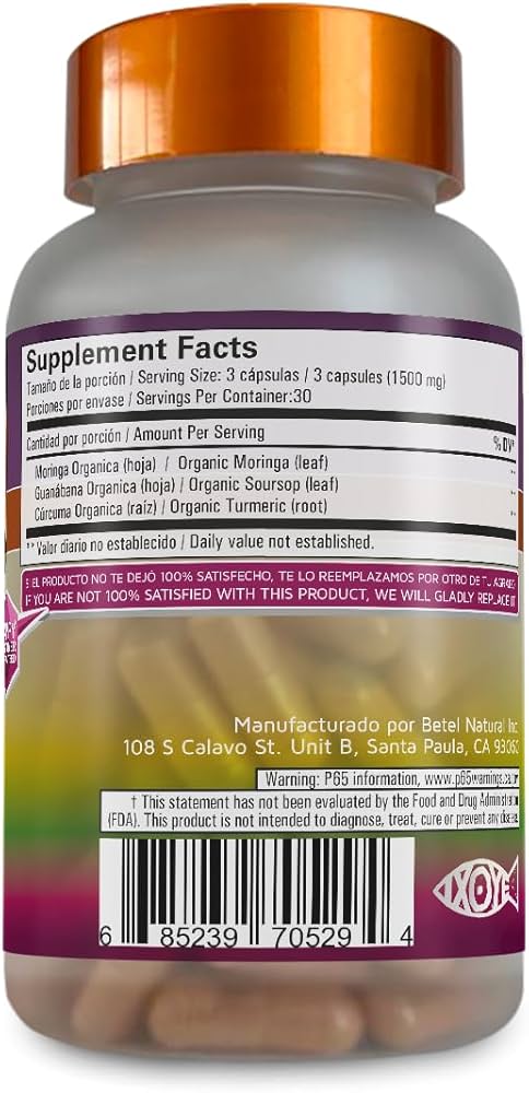 Amazon.com: Betel Natural Premium Moringa Guanabana and Curcuma 3