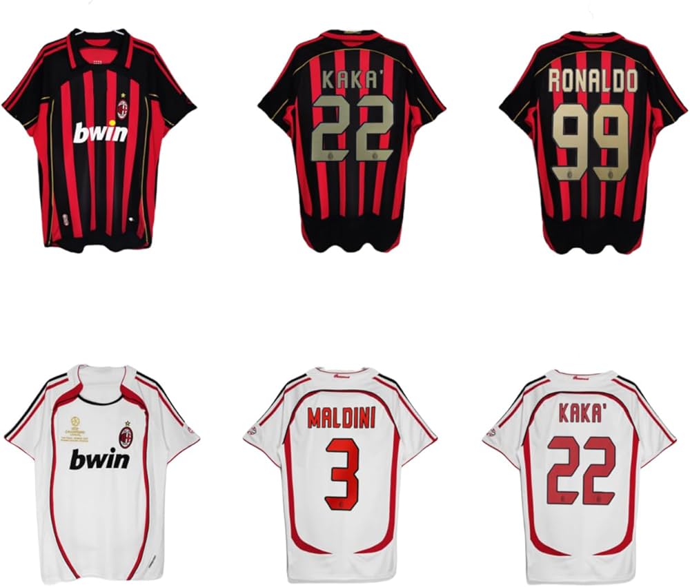 Amazon | 復古版 ACミラン 0708 サッカー ユニホーム 3番パウロ