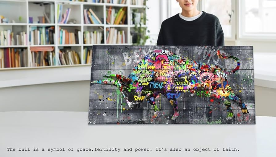 Amazon.co.jp: ARTJOY 絵画 キングブル 牛 アートパネル 50cm 100cm