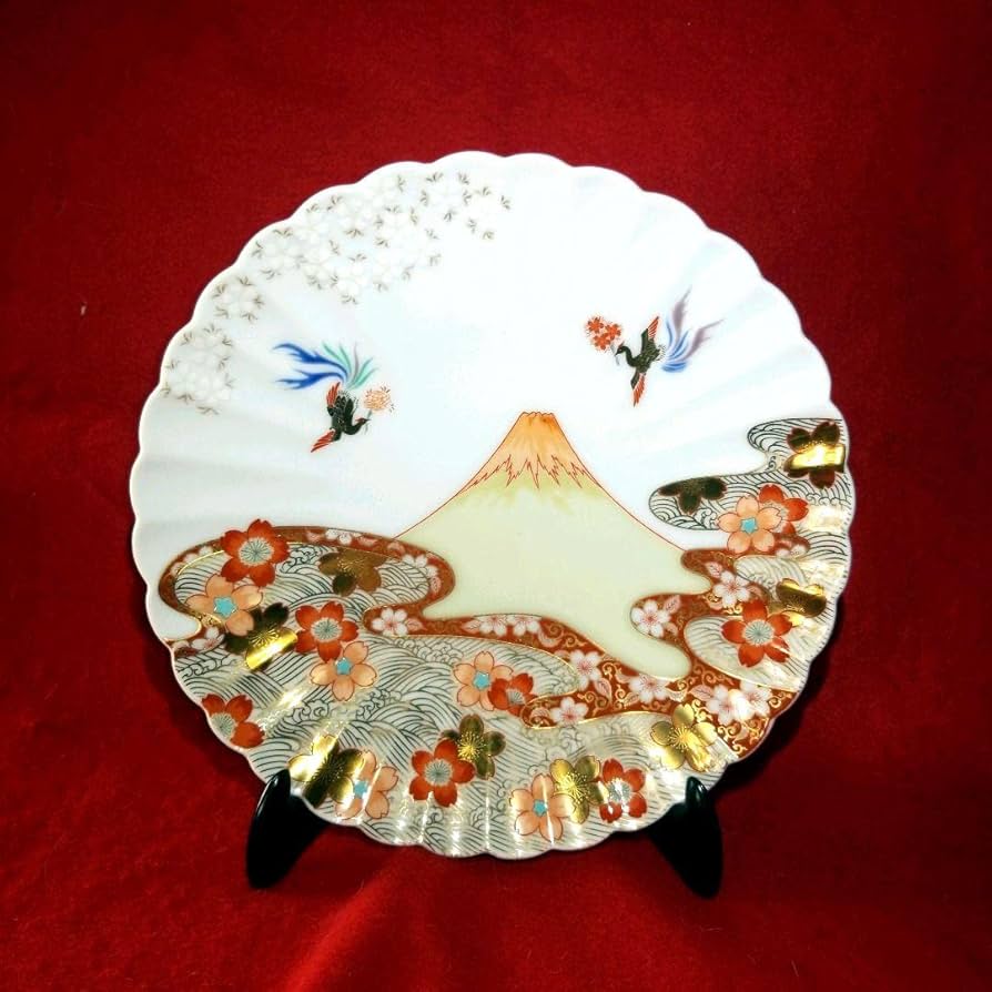 お値下げ中 伊万里 官窯 皇室御用窯 深川製 飾壺 朝焼赤富士図 お