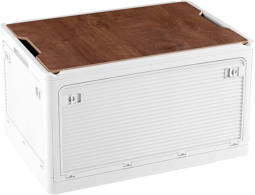 Amazon｜X XUNTAO【収納ボックス 折り畳み】収納ケース 木製の蓋付き
