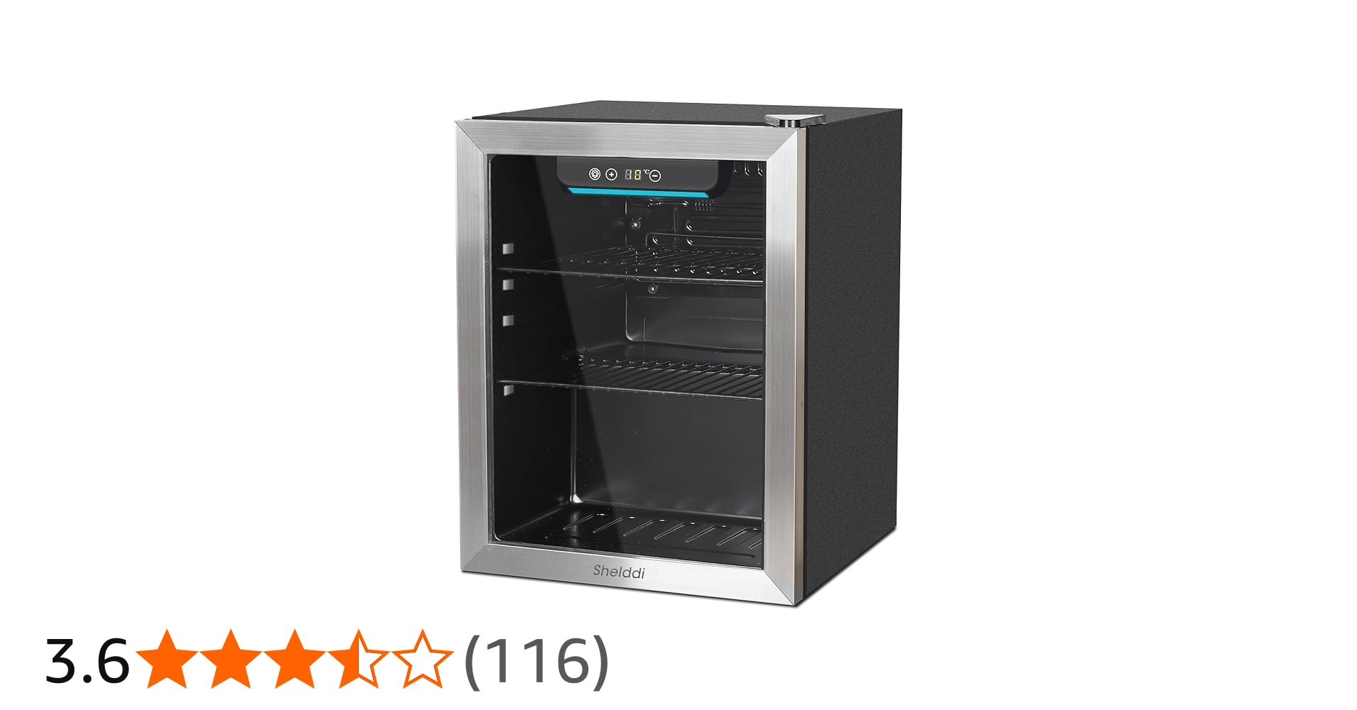 Amazon | Shelddi 冷蔵庫 48L 小型 コンプレッサー式 透明ガラスドア